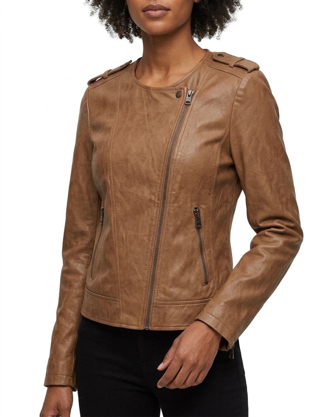 SAM Newyork Leather Blend Brown Jacket Women Size L